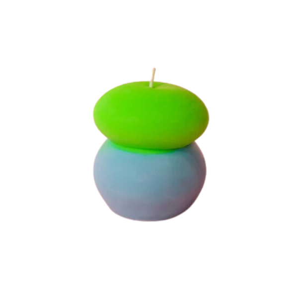 Blue and green neon bubble style candle, white background main image