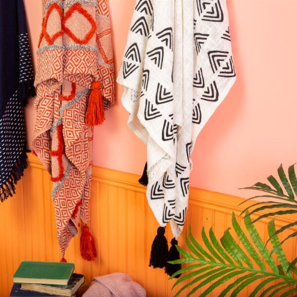 Triangle block print throw lifestyle image