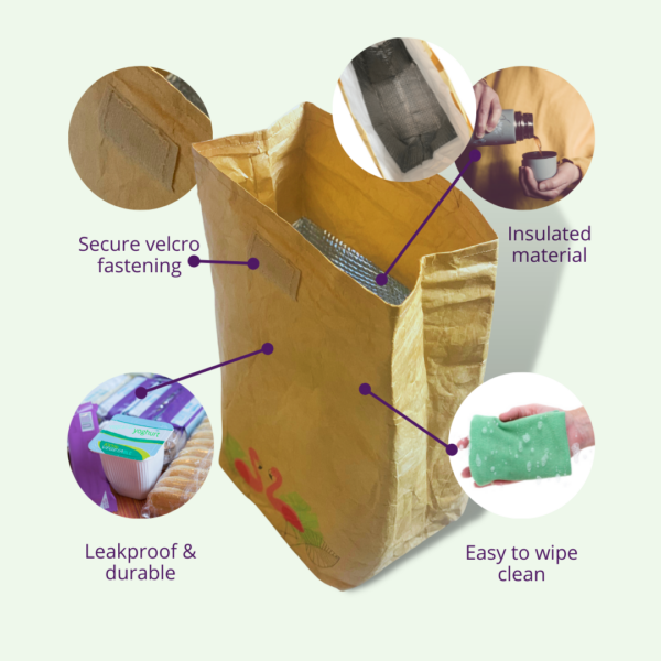 Flamingo lunch bag infographic