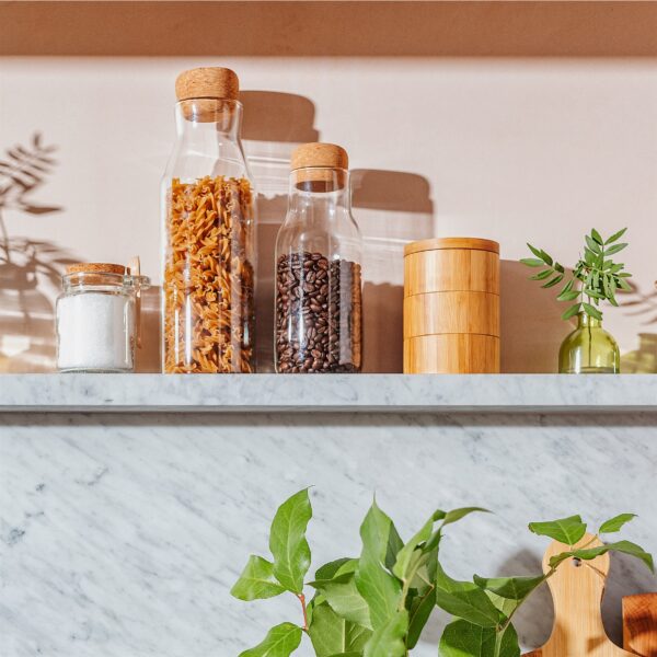 bamboo storage box lifestyle in kitchen