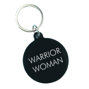 Warrior woman black acrylic keyring main image white background