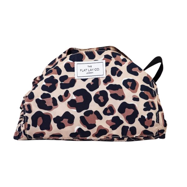 XXL Flat Lay drawstring leopard print make up bag