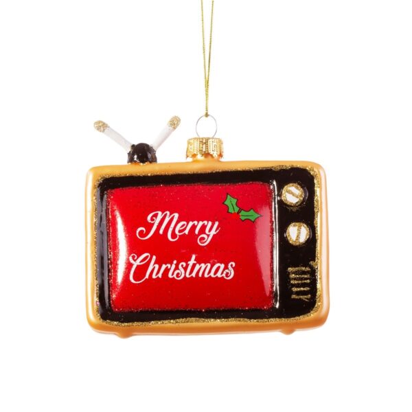 Retro TV Christmas tree bauble main image white background