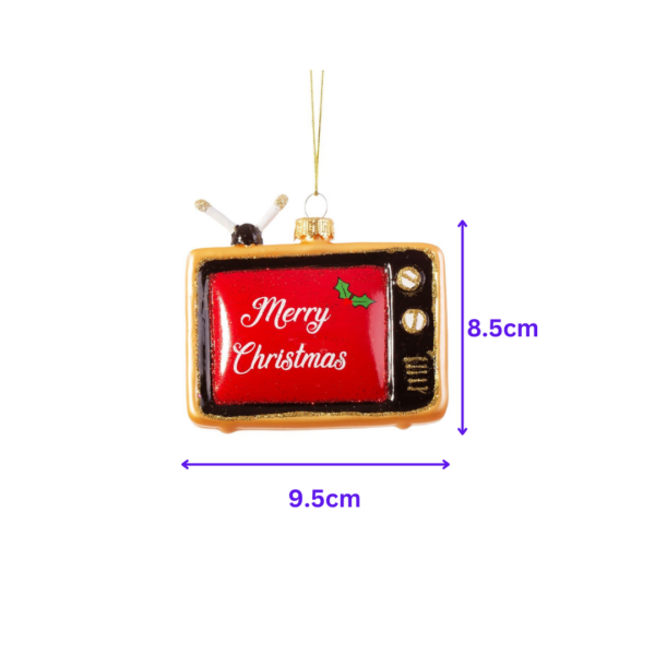 Retro TV main image white background christmas tree bauble infographic