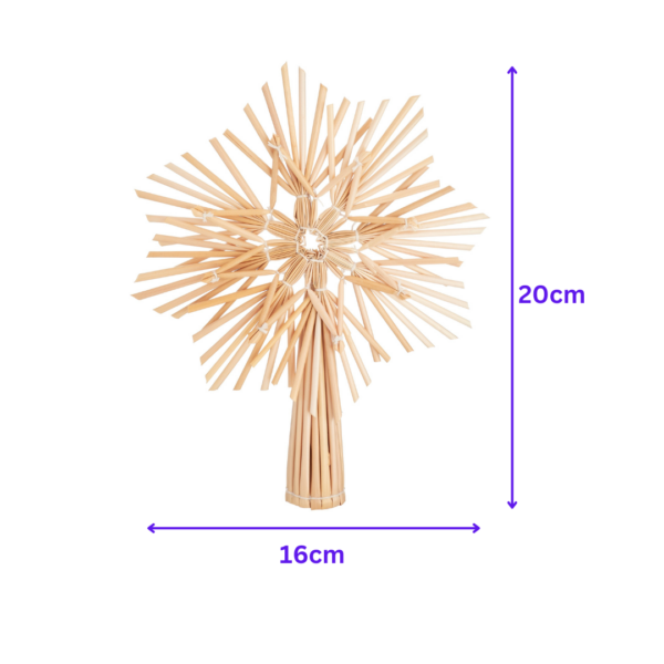 Natural straw star tree topper infographic white background