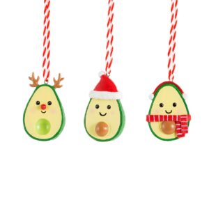 Pack of three avocado baubles cute main image white background