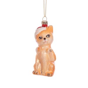 Kitten in a santa hat christmas tree bauble