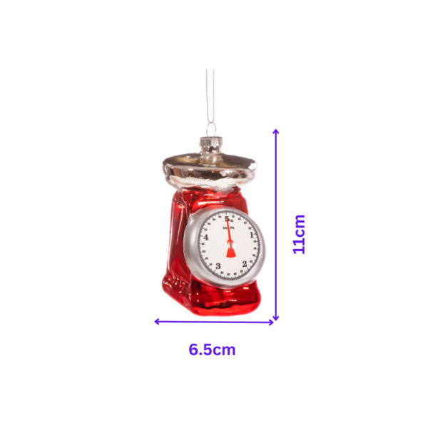 Retro kitchen scales baking christmas tree bauble decoration infographic