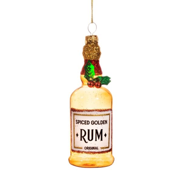 Festive Christmas Golden Spiced rum bauble for Christmas tree white image main